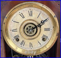 Antique C 1890 Gilbert HYENA Gingerbread Mantle Parlor Alarm Clock Runs VIDEO