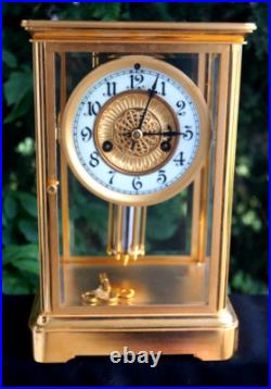 Antique C 1905 Waterbury TOULON Crystal Regulator Mantle Clock VIDEO BEAUTY Antique C 1905 Waterbury TOULON Crystal Regulator Mantle Clock VIDEO BEAUTY