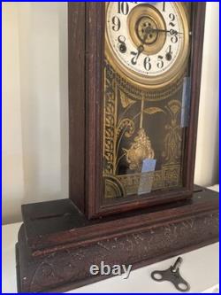 Antique C 1912 Waterbury FESTUS Mantle Clock & ALARM ALL ORIGINAL -with Key