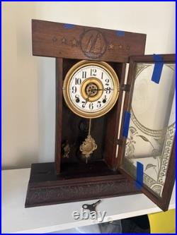 Antique C 1912 Waterbury FESTUS Mantle Clock & ALARM ALL ORIGINAL -with Key