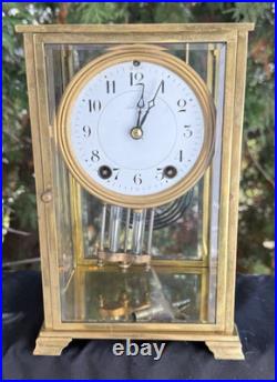 Antique C 1913 Seth Thomas EMPIRE #306 Crystal Regulator Clock RUNS GOOD VIDEO