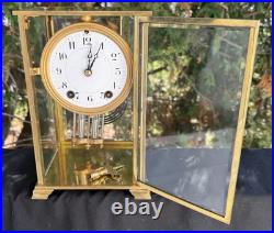 Antique C 1913 Seth Thomas EMPIRE #306 Crystal Regulator Clock RUNS GOOD VIDEO