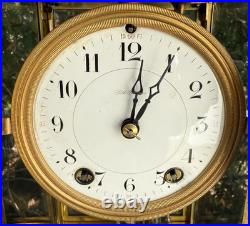 Antique C 1913 Seth Thomas EMPIRE #306 Crystal Regulator Clock RUNS GOOD VIDEO