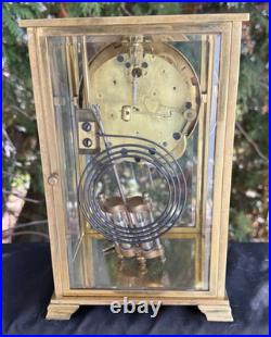 Antique C 1913 Seth Thomas EMPIRE #306 Crystal Regulator Clock RUNS GOOD VIDEO