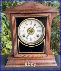 Antique C 1932 Sessions Gable #3 Cabinet Mantle Clock With ALARM SEE VIDEO