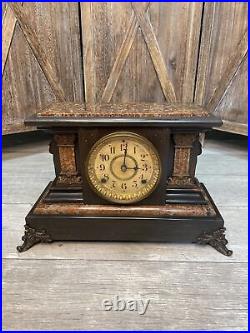 Antique Circa 1889 Seth Thomas Adamantine & Ebony Mantle Clock