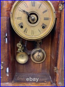Antique Circa 1906-7 Seth Thomas Metal Series #4 Oak Parlor Clock Working