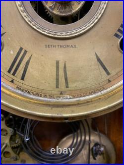 Antique Circa 1906-7 Seth Thomas Metal Series #4 Oak Parlor Clock Working