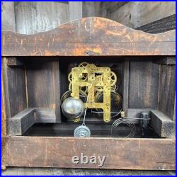 Antique Faux Marble Mantel Clock 6 Pillars Seth Thomas Style WORKING WITH KEY