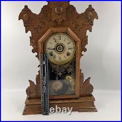 Antique Gingerbread Clock-Seth Thomas-Model 298A Winds Works With Key Excellent