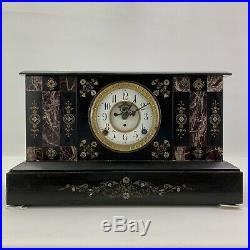 Antique Large 38 Pound Mantle Clock Escapement Engraved Marble Seth Thomas