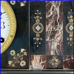 Antique Large 38 Pound Mantle Clock Escapement Engraved Marble Seth Thomas