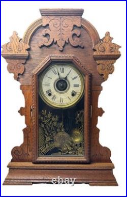 Antique Late 1800s Seth Thomas Gingerbread Kitchen Clock Fully Serviced