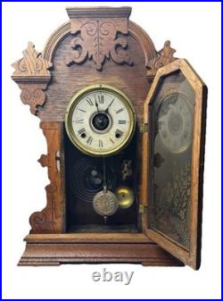 Antique Late 1800s Seth Thomas Gingerbread Kitchen Clock Fully Serviced