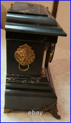 Antique Mantle Clock Faux Marble Ornate Feet Seth Thomas