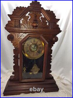 Antique Mantle Seth Thomas Clock Company Gingerbread Clock with Winding Key