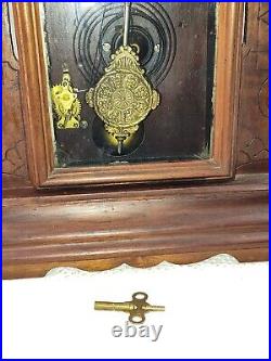 Antique Mantle Seth Thomas Clock Company Gingerbread Clock with Winding Key
