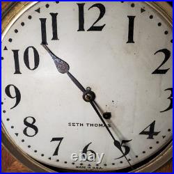 Antique Mechanical Seth Thomas 15.5 Oak Wood Wall Clock Antique Mechanical Seth Thomas 15.5 Oak Wood Wall Clock