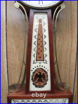Antique Original Seth Thomas Banjo Wall Clock withKey8 Day Key WindWorking