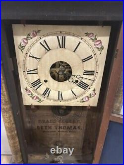 Antique Rare SETH THOMAS Civil War Era Pendulum & Key Clock Works Nicely