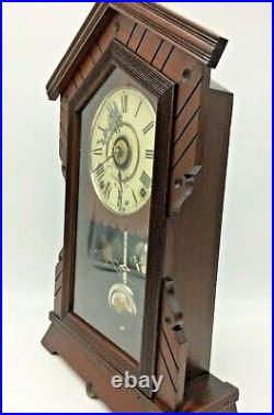 Antique Rare Seth Thomas Detroit 8 Day Mantle Shelf Table Clock Bell Strike