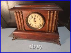 Antique Rosewood Seth Thomas 6 column Adamantine Mantle Clock Working Condition