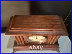 Antique Rosewood Seth Thomas 6 column Adamantine Mantle Clock Working Condition