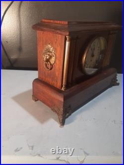 Antique Rosewood Seth Thomas 6 column Adamantine Mantle Clock Working Condition