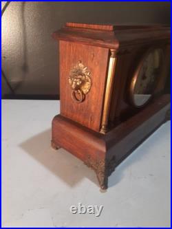 Antique Rosewood Seth Thomas 6 column Adamantine Mantle Clock Working Condition