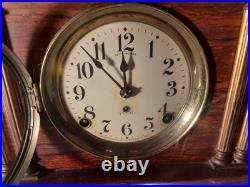Antique Rosewood Seth Thomas 6 column Adamantine Mantle Clock Working Condition