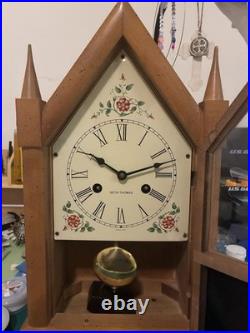Antique SETH THOMAS 7 Day Winding Clock Honey Maple Wood 5006 runs Keep's Time