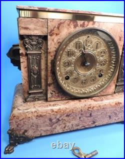 Antique SETH THOMAS ADAMANTINE Faux Curly Maple MANTLE TABLE CLOCK