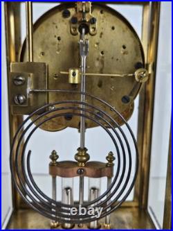 Antique SETH THOMAS Large Ornate Victorian Brass & Glass Crystal Regulator Clock