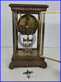 Antique SETH THOMAS Large Ornate Victorian Brass & Glass Crystal Regulator Clock