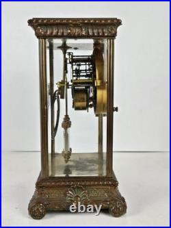 Antique SETH THOMAS Large Ornate Victorian Brass & Glass Crystal Regulator Clock