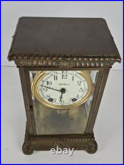 Antique SETH THOMAS Large Ornate Victorian Brass & Glass Crystal Regulator Clock