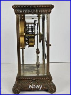 Antique SETH THOMAS Large Ornate Victorian Brass & Glass Crystal Regulator Clock