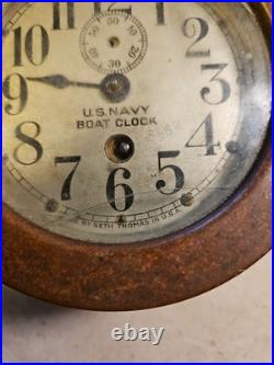 Antique SETH THOMAS U. S. Navy Boat Clock WWII Brass Restoration Project U Fix It