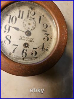 Antique SETH THOMAS U. S. Navy Boat Clock WWII Brass Restoration Project U Fix It
