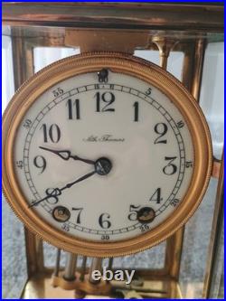 Antique SETH THOMAS Victorian Brass & Glass Fancy Dial Crystal Regulator Clock
