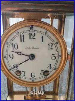 Antique SETH THOMAS Victorian Brass & Glass Fancy Dial Crystal Regulator Clock