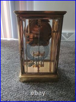 Antique SETH THOMAS Victorian Brass & Glass Fancy Dial Crystal Regulator Clock