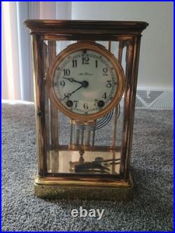 Antique SETH THOMAS Victorian Brass & Glass Fancy Dial Crystal Regulator Clock