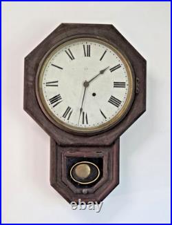 Antique Seth Thomas 12 Drop Octagon Wall Clock Time Only 8-Day Schoolhouse Runs
