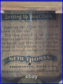 Antique Seth Thomas 12 Drop Octagon Wall Clock Time Only 8-Day Schoolhouse Runs