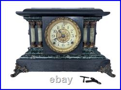 Antique Seth Thomas 1880 Adamantine Faux Marble Mantle Clock Beautiful Chime