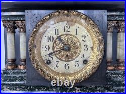 Antique Seth Thomas 1880 Adamantine Faux Marble Mantle Clock Beautiful Chime