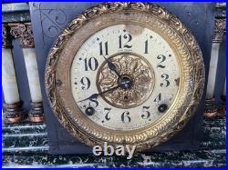 Antique Seth Thomas 1880 Adamantine Faux Marble Mantle Clock Beautiful Chime