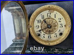 Antique Seth Thomas 1880 Adamantine Faux Marble Mantle Clock Beautiful Chime