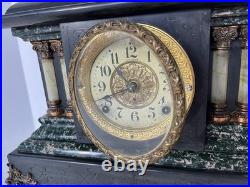 Antique Seth Thomas 1880 Adamantine Faux Marble Mantle Clock Beautiful Chime
